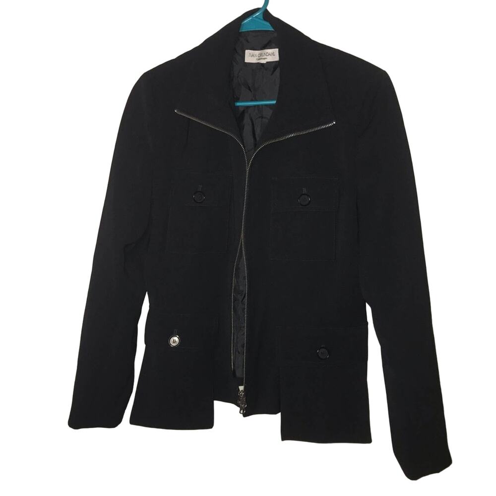 Ivan Grundahl Copenhagen lagenlook avant garde black zipper jacket size M moto